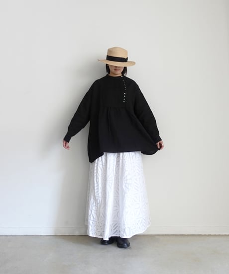 ichiAntiquités 1100910 Linen Broad Band Collar Shirt / 3 COLORS