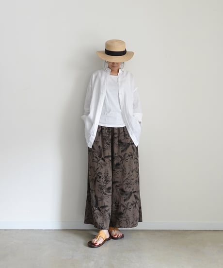 ichiAntiquités 1101125 Rayon Linen Botanical Print Relax Pants / 2 COLORS