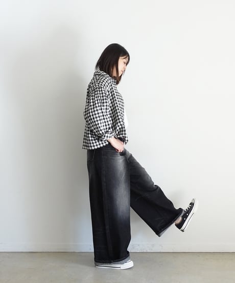 i c h i 250707 Cotton Linen Gingham Shirt / B: GINGHAM