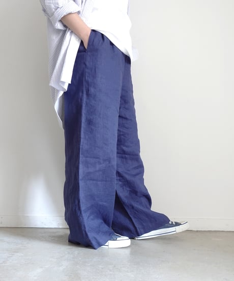 i c h i  251033  Linen Relax Pants / D : NAVY