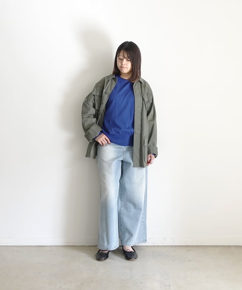 i c h i 230430 DENIM Wide Pants / C : SAXE BL