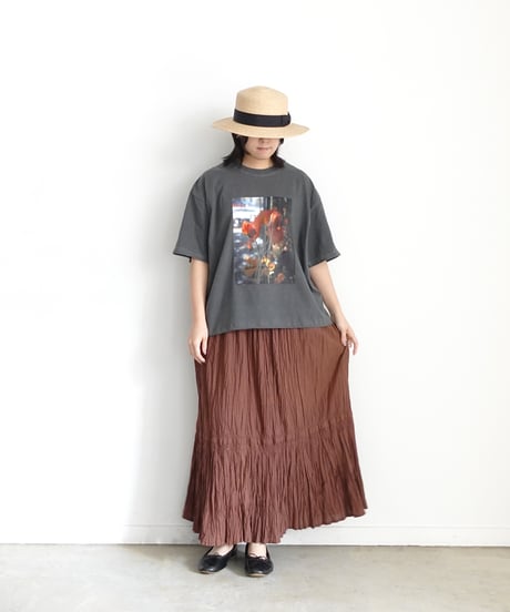 i c h i  251055  "Libre Comme l'Air" Flower Bloom Pigment Over T Shirt / 2 COLORS