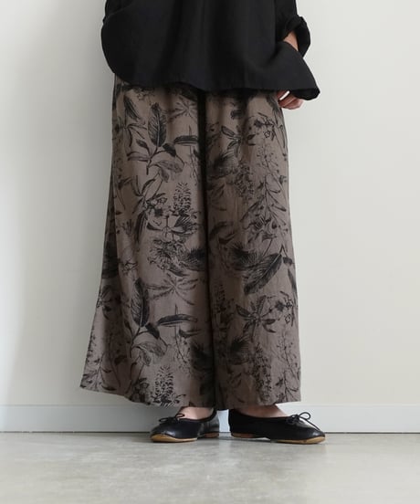 ichiAntiquités 1101125 Rayon Linen Botanical Print Relax Pants / 2 COLORS