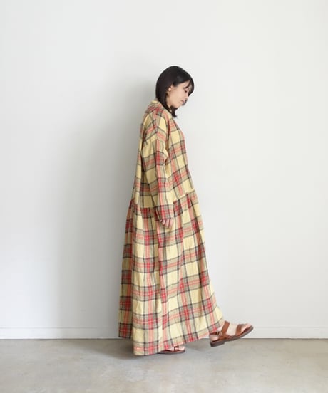 ichiAntiquités 1100902 Linen Cotton Tartan Check Shirt Dress / 3 COLORS