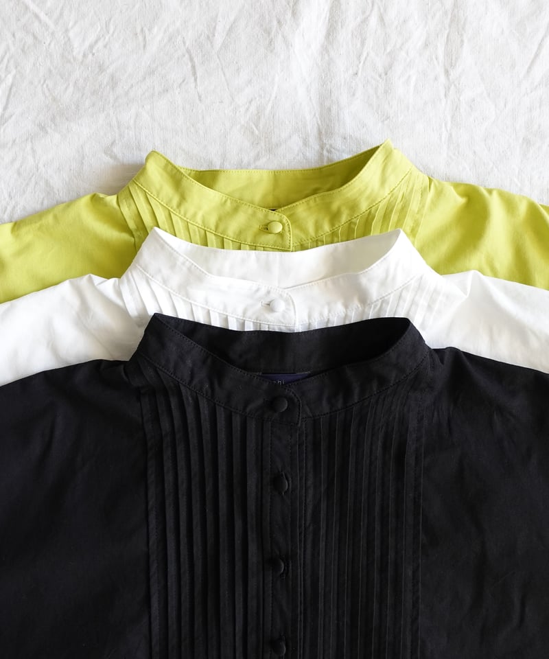 i c h i 250607 Pin Tuck Cotton Shirt / 3 COLORS