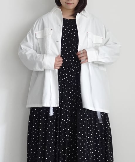 i c h i  251038 Ripstop Cotton Shirt Jacket / A : WHITE