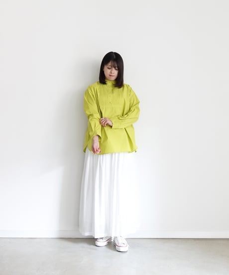 i c h i 250607 Pin Tuck Cotton Shirt / 3 COLORS