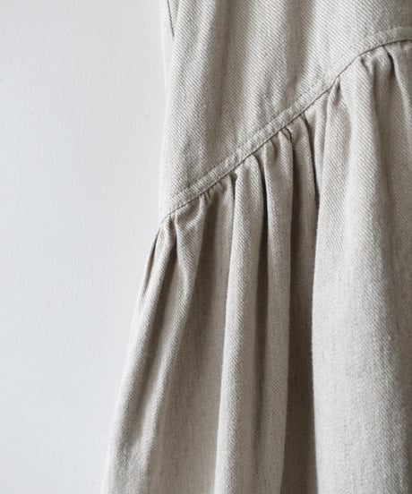 ichiAntiquités 1000924 Linen Cotton DENIM Sleeveless Dress / 2 COLORS