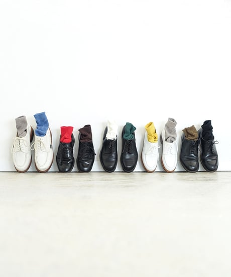 LOITER L019 Linen Color Rib Socks / 4 COLORS : GREEN・BLUE・GRAY・CHOCOLATE