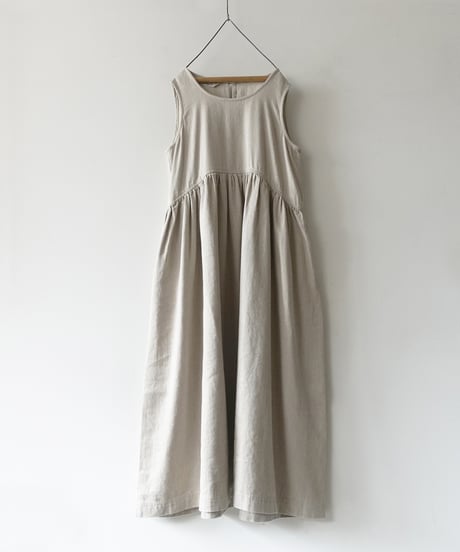 ichiAntiquités 1000924 Linen Cotton DENIM Sleeveless Dress / 2 COLORS