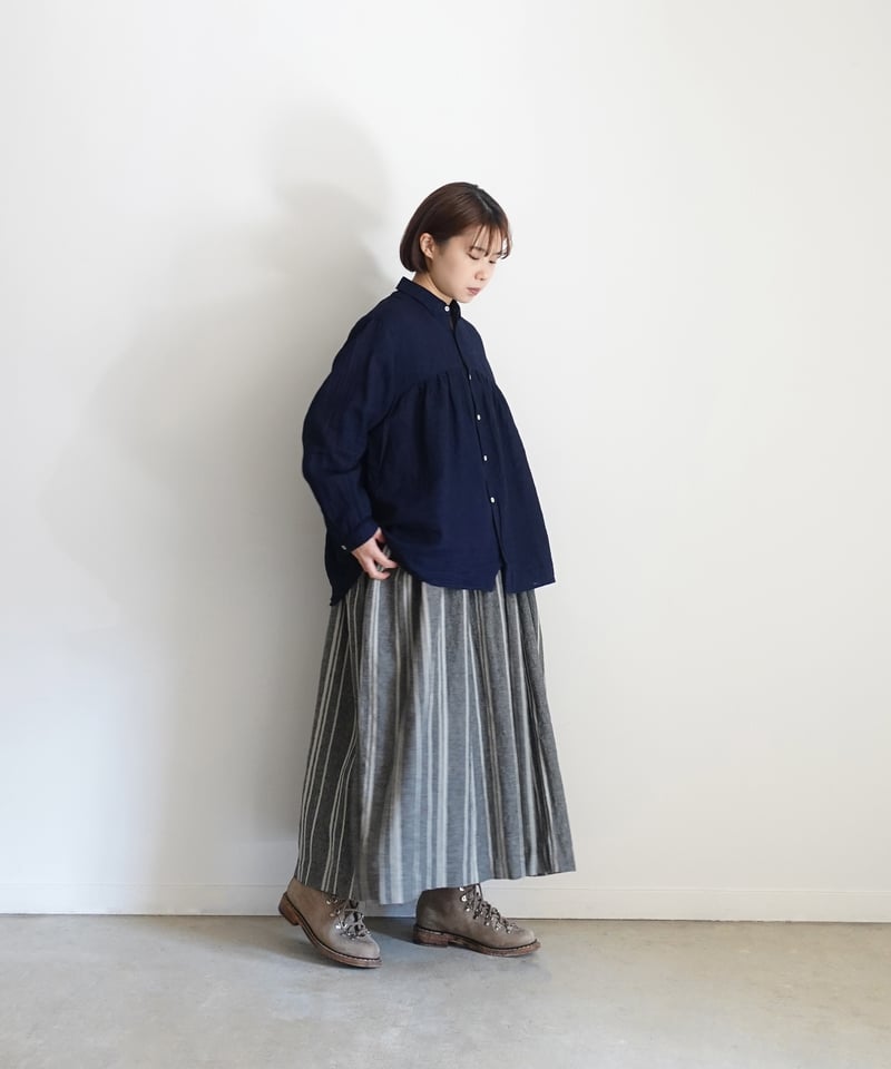 ichiAntiquités 1000901 Linen Cotton Yoke Gather