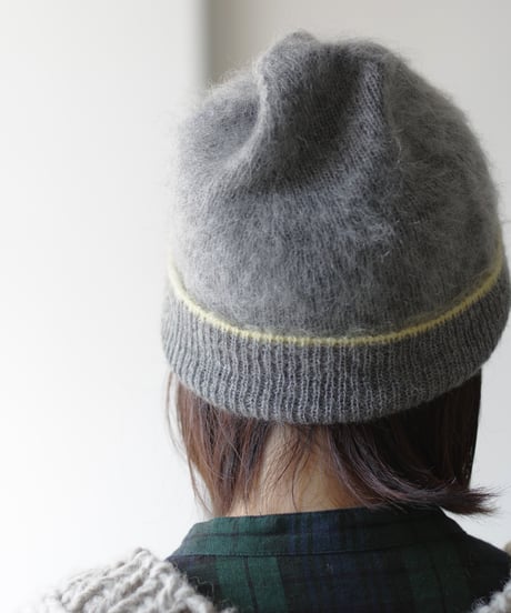 ichiAntiquités 1100358  Mohair mix Knit Beanie / D : GRAY × YELLOW