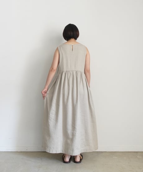 ichiAntiquités 1000924 Linen Cotton DENIM Sleeveless Dress / 2 COLORS