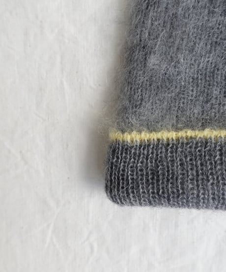 ichiAntiquités 1100358  Mohair mix Knit Beanie / D : GRAY × YELLOW