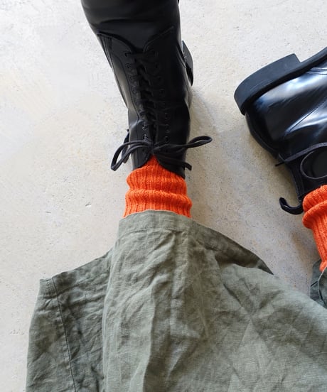LOITER L019 Linen Color Rib Socks / 3 COLORS : SMOKE PINK・ORANGE・PURPLE