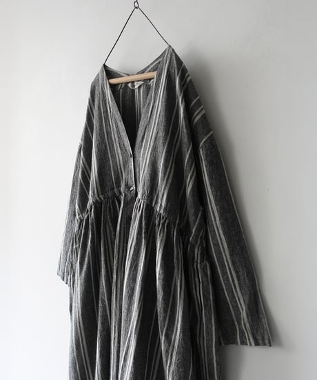 ichiAntiquités 1100616 V neck Stripe Dress / 2 COLORS