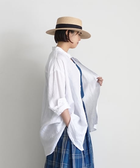 【 ONLINE LIMITED 】Antiquités 1000631 Linen Vacances Over Shirt / 2 COLORS