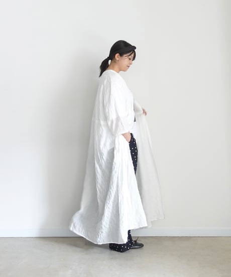 i c h i 251107 Shirring Cloth Long Cardigan / A : WHITE