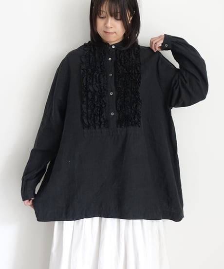 ichiAntiquités 1100929  Linen Frill Blouse / 3 COLORS