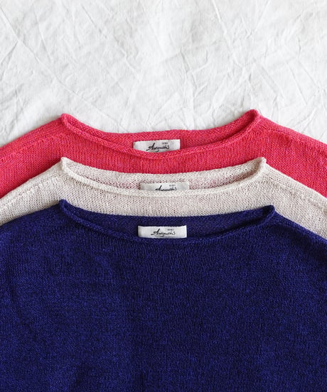 ichiAntiquités 1100960 Cotton Linen Wholegarment Knit Pullover / 3 COLORS