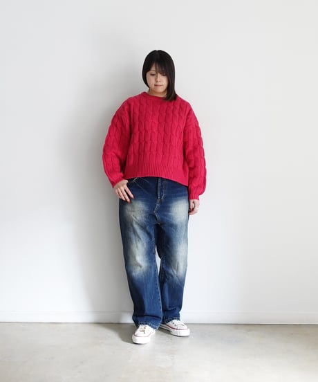 i c h i  241230 Denim Sarrouel Pants / B : DARK・2 SIZE