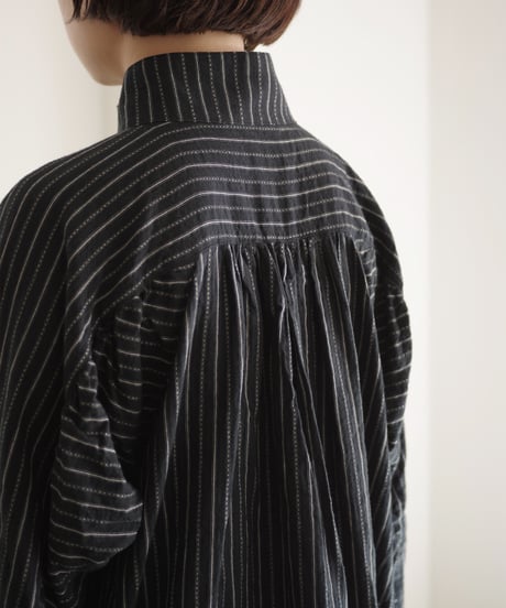 ichiAntiquités 1100609  Shirring Cotton Gather Blouse / 2 COLORS