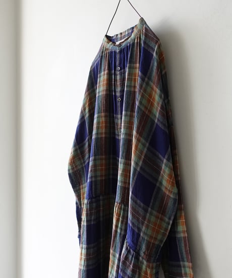 ichiAntiquités 1100902 Linen Cotton Tartan Check Shirt Dress / 3 COLORS