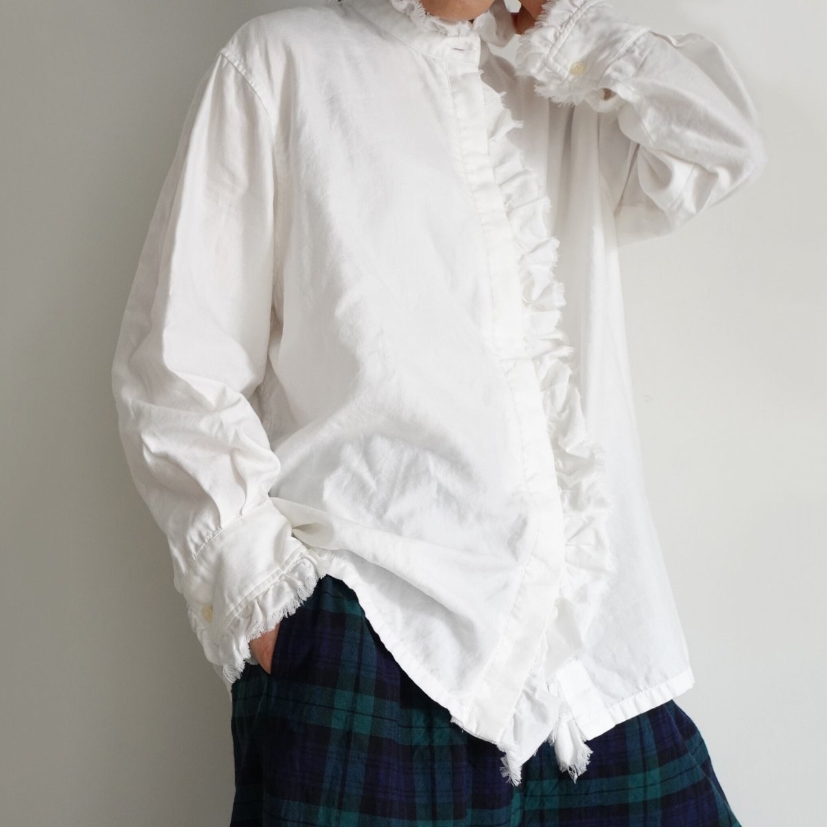 ◾︎ichi◾︎新品◾︎i c h i Stand Frill Shirt White 送料込