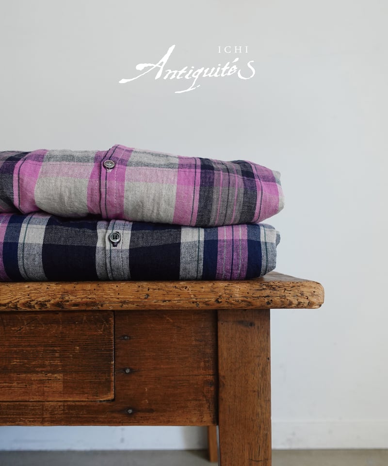 ichiAntiquités 1000916 Linen Cotton Check Shirt