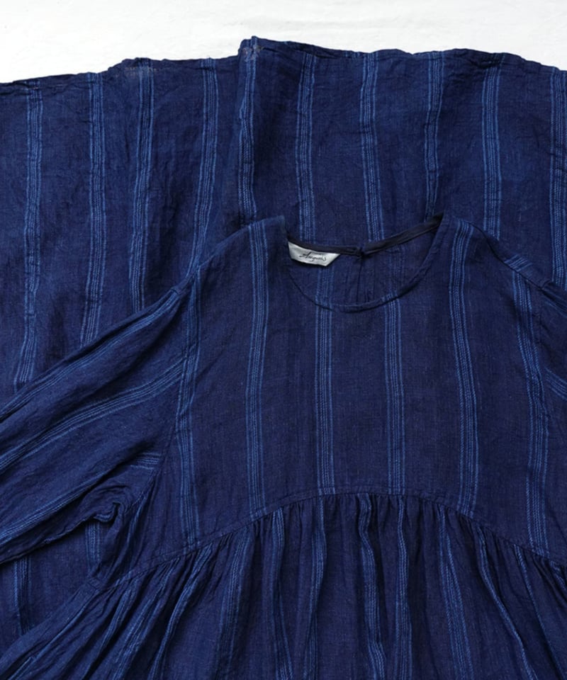 ichiAntiquités 1000318 INDIGO Linen Dobby Strip