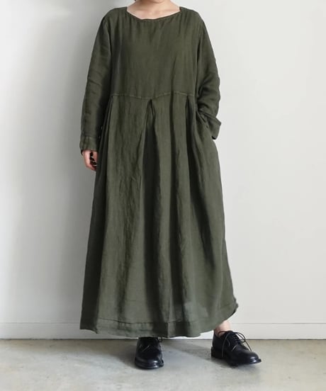 【 LIMITED COLLECTION 】Antiquités noir 800413  Vintage Dye French Linen Dress / 3 COLORS