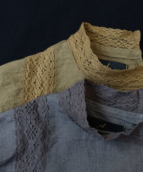 【 LIMITED COLLECTION 】Antiquités noir  800401  Linen Lace Blouse / 2 COLORS
