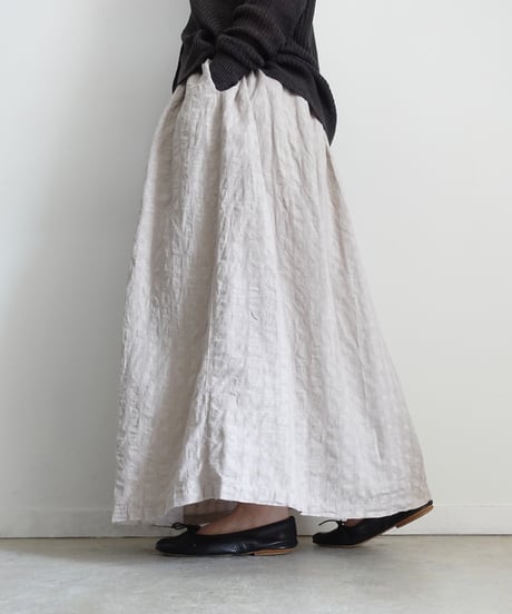 ichiAntiquités 1101110 Linen Cotton Gingham Check Skirt / 3 COLORS