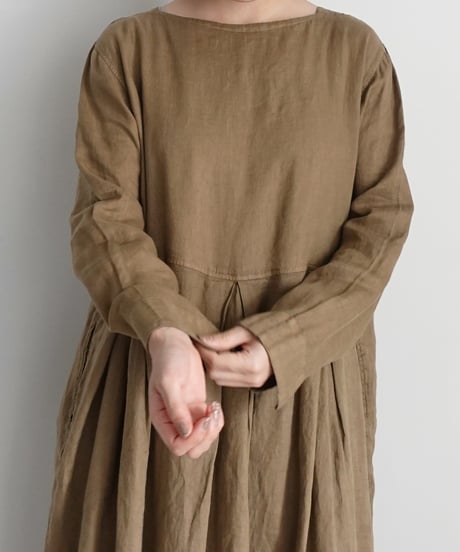 【 LIMITED COLLECTION 】Antiquités noir 800413  Vintage Dye French Linen Dress / 3 COLORS