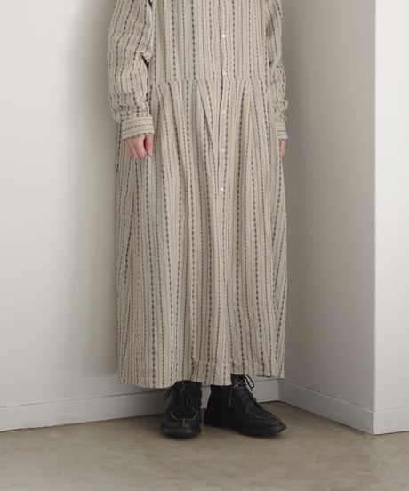 ichiAntiquités  1000910 INDIGO Dobby Stripe Shirt Dress / 2 COLORS