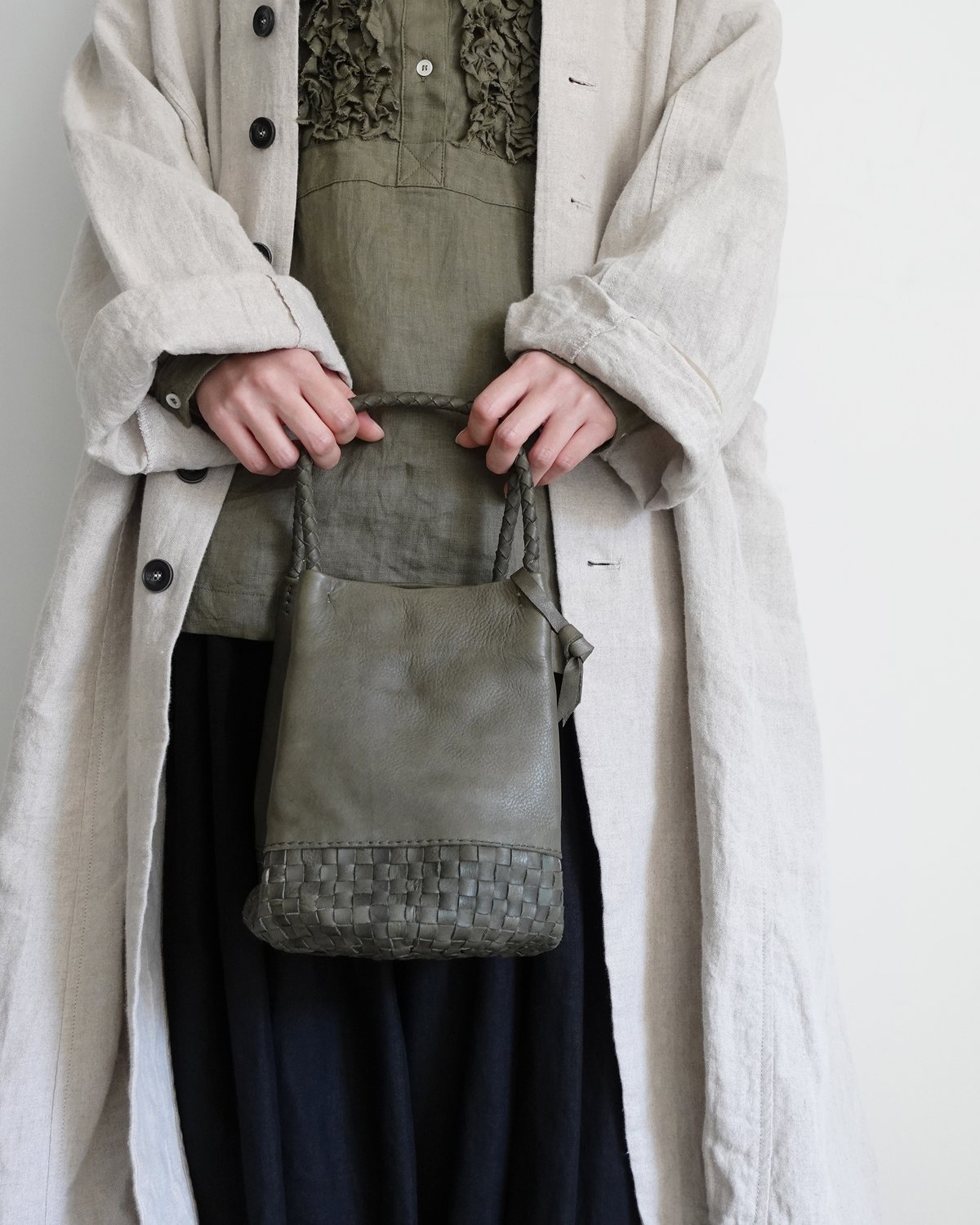 KYUCA KY0351 Leather Medium Basket / 3COLORS