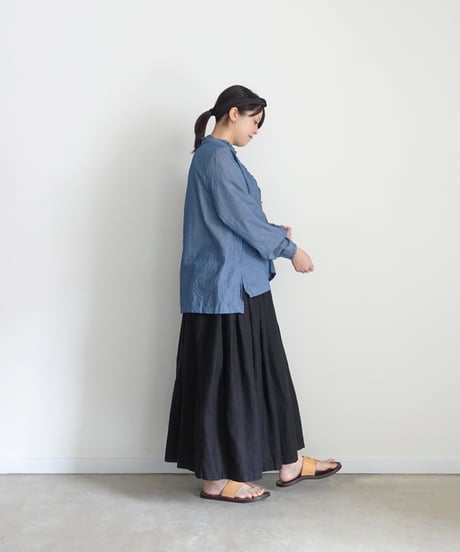 i c h i  251213  Denim Frill Shirt / 2 COLORS
