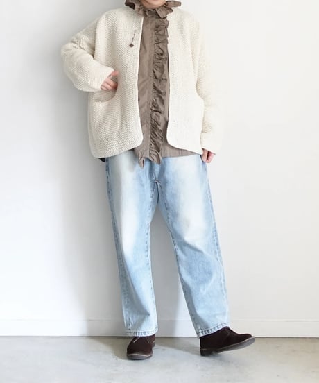 【ONLINE LIMITED】i c h i  240162 PERU Hand KANOKO Knit Cardigan / A : NATURAL