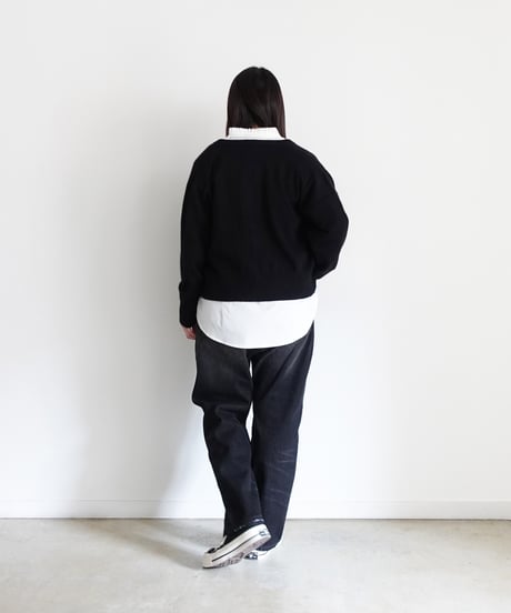 i c h i  241230 Denim Sarrouel Pants / D : BLACK・2 SIZE