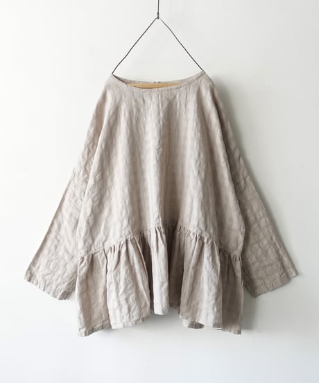ichiAntiquités 1101107 Linen Cotton Gingham Check Pullover / 3 COLORS