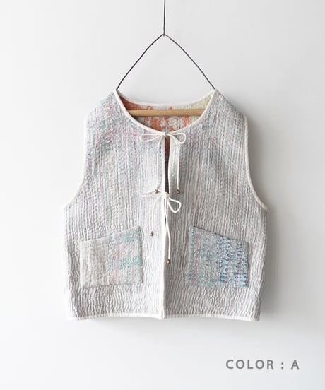 【ONLINE LIMITED】ichiAntiquités 1001136 Vintage Ralli Quilt Vest / 3 COLORS
