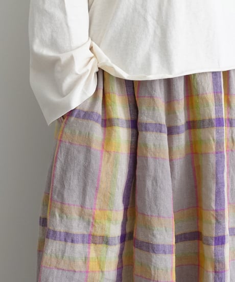 ichiAntiquités  1001115  Linen Cotton Check Skirt / 2 COLORS