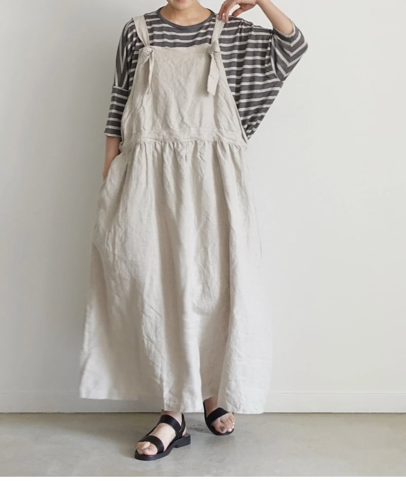 新品⭐️イチアンティークス リネン エプロン ドレス 18.700円 黒 ICHI Antiquites (イチアンティークス) Antiquites noir リネン