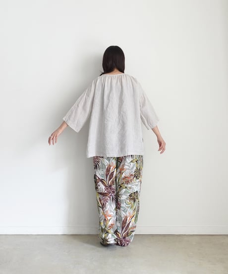 i c h i  251004 French Linen Gathered Blouse / 2 COLORS