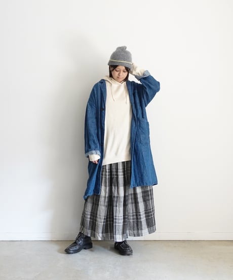 ichiAntiquités 1100358  Mohair mix Knit Beanie / D : GRAY × YELLOW