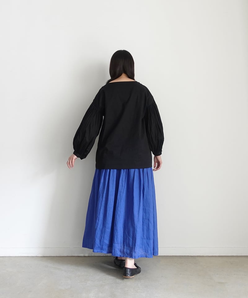 i c h i 251006 French Linen Gathered Skirt / D