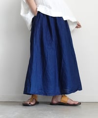 ichiAntiquités 1100922 INDIGO Linen Skirt / 2 COLORS