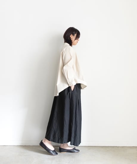 i c h i  250704 Band Collar Cotton Shirt / 2 COLORS