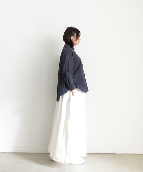i c h i  250704 Band Collar Cotton Shirt / 2 COLORS