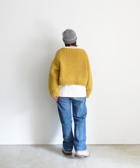 ichiAntiquités 1100358  Mohair mix Knit Beanie / D : GRAY × YELLOW
